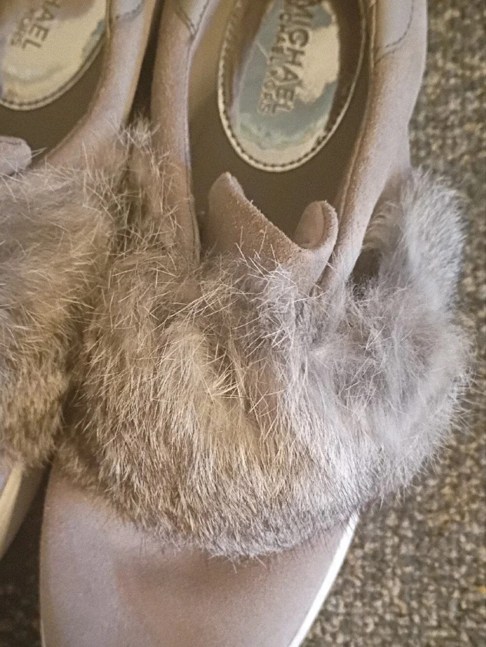 Michael Kors Maven  Gray Slip-On Sneakers with Faux Fur Trim Size 9